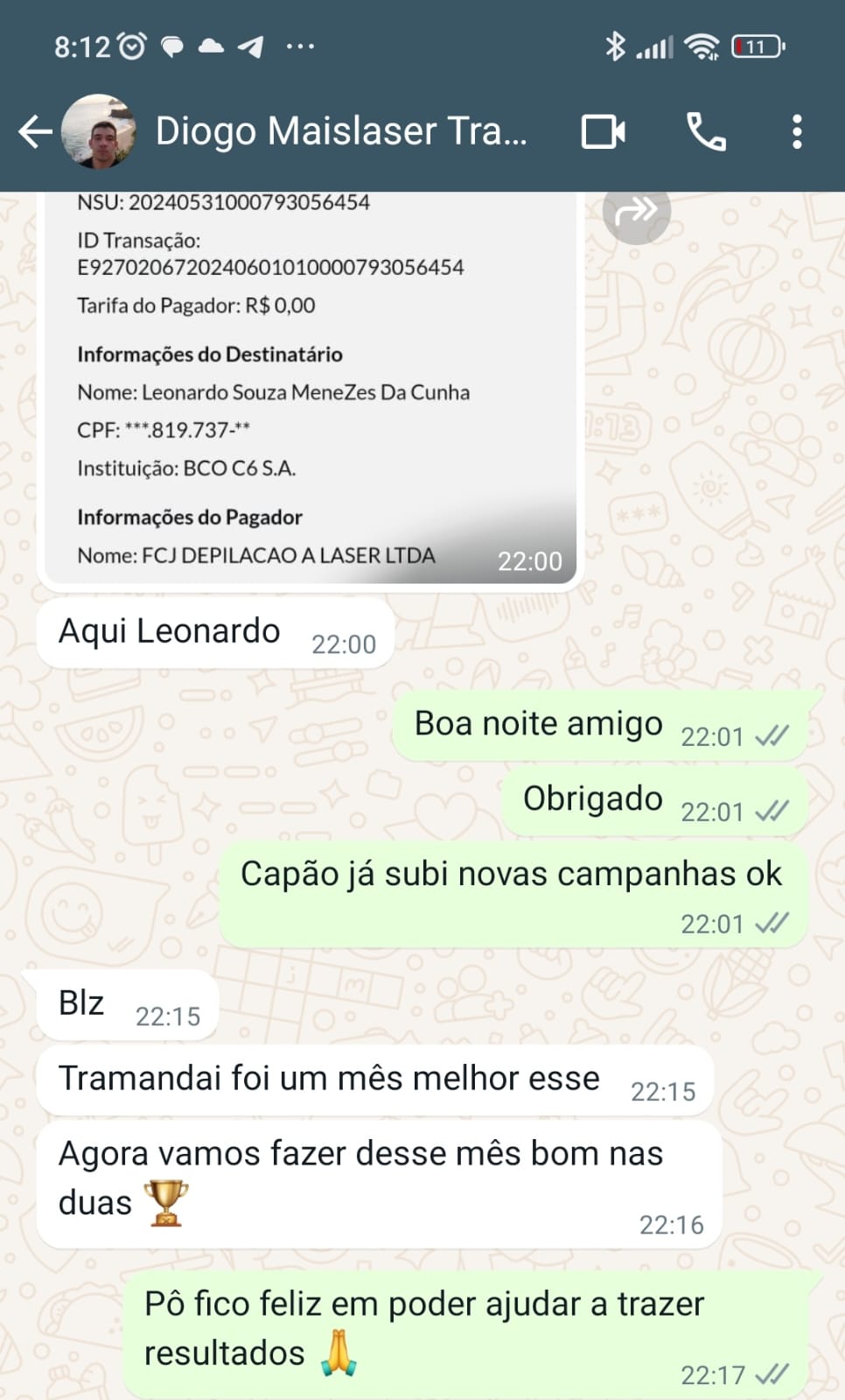 Diogo da MaisLaser comemorando um mês melhor