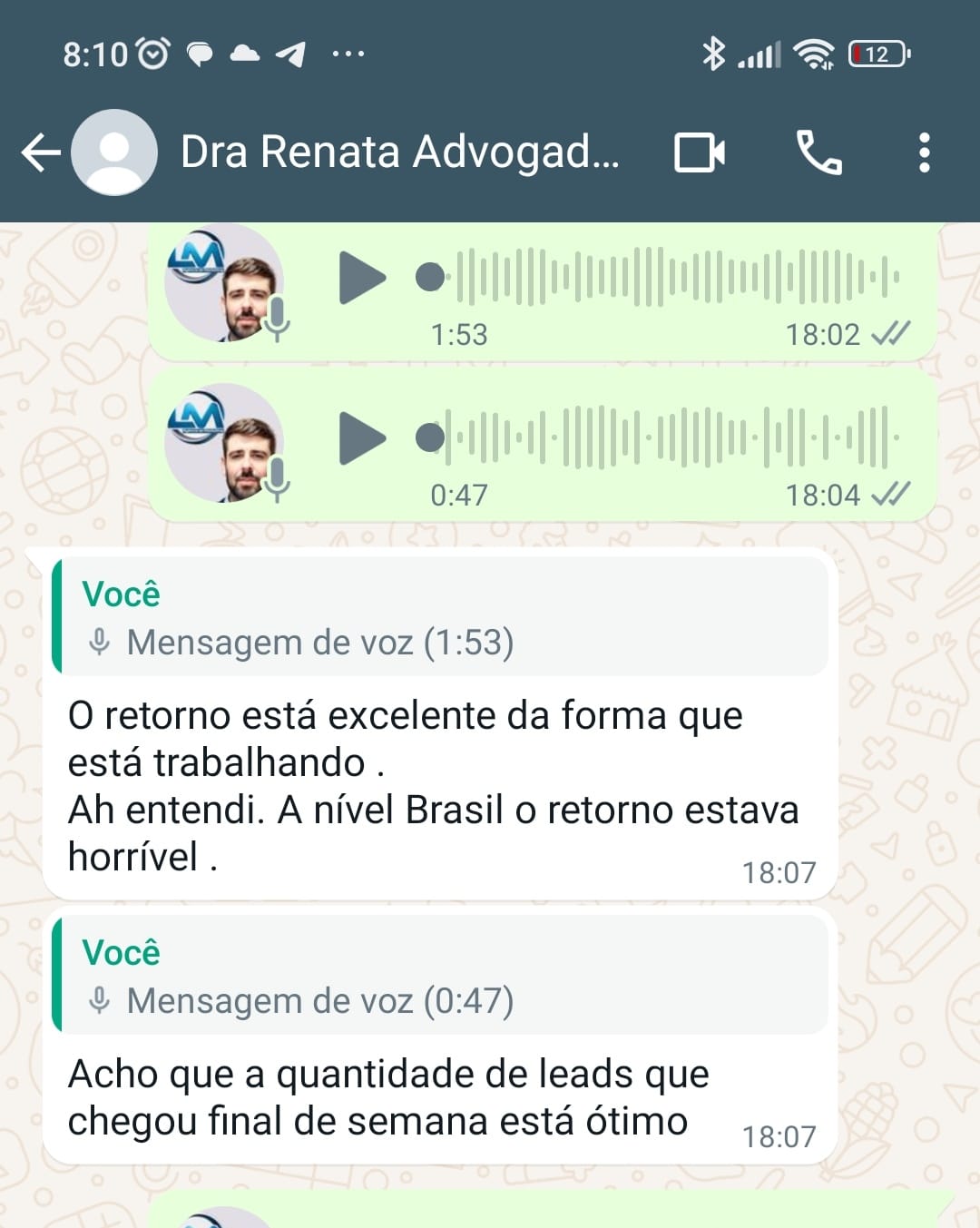 Dra Renata elogiando o retorno da campanha